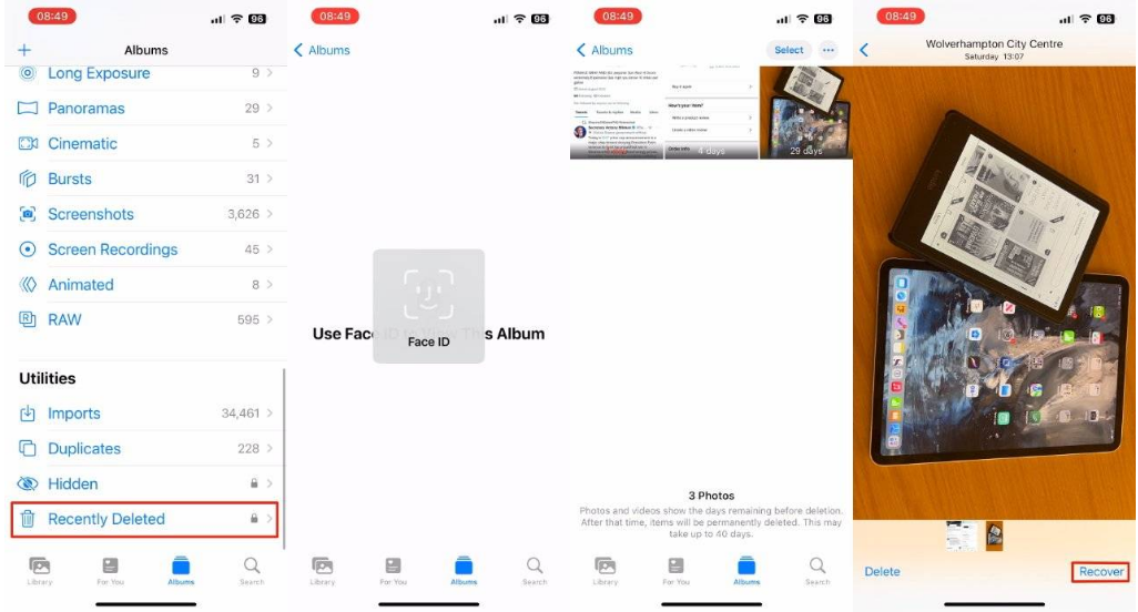 裕安苹果14维修分享 iPhone14 上恢复已删除的照片 