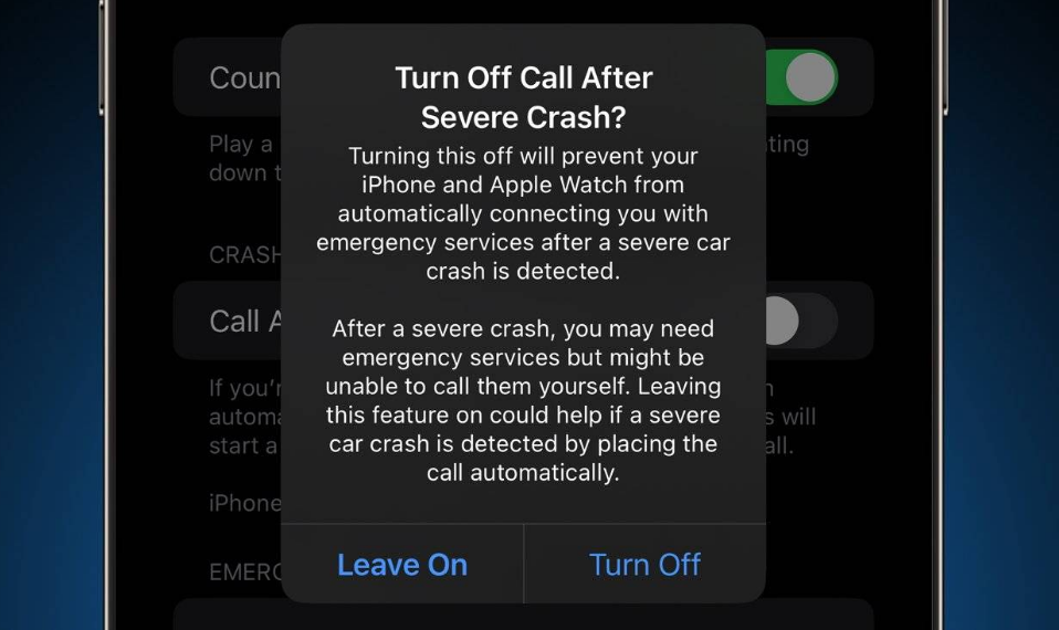 裕安苹果14维修分享 iPhone 14 和 Apple Watch 上关闭崩溃检测 