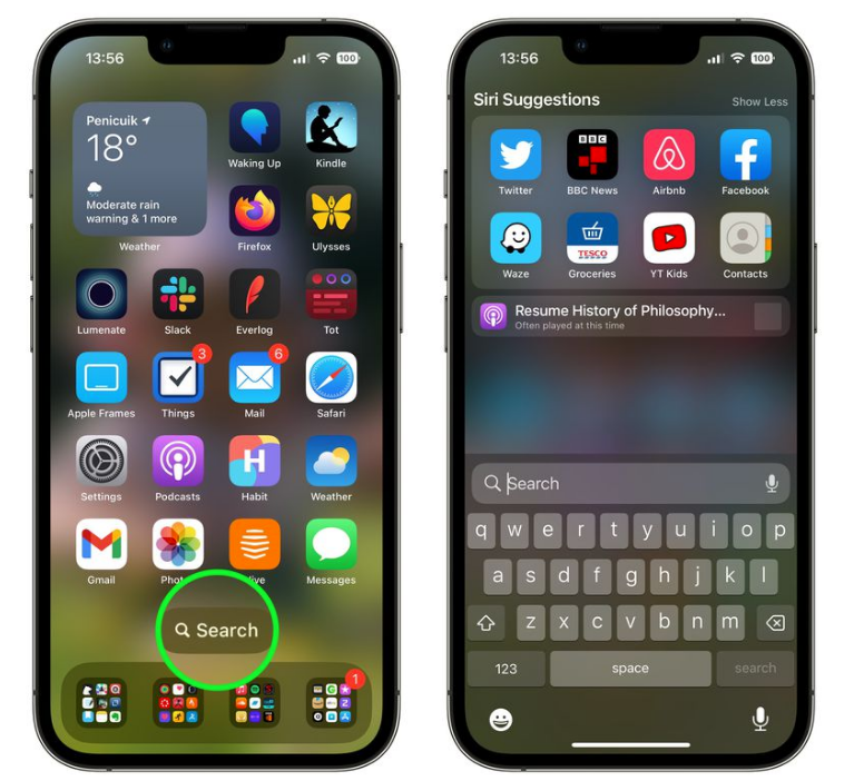 裕安苹果手机维修分享升级到 iOS 16 后，如何删除主屏幕上的搜索按钮 
